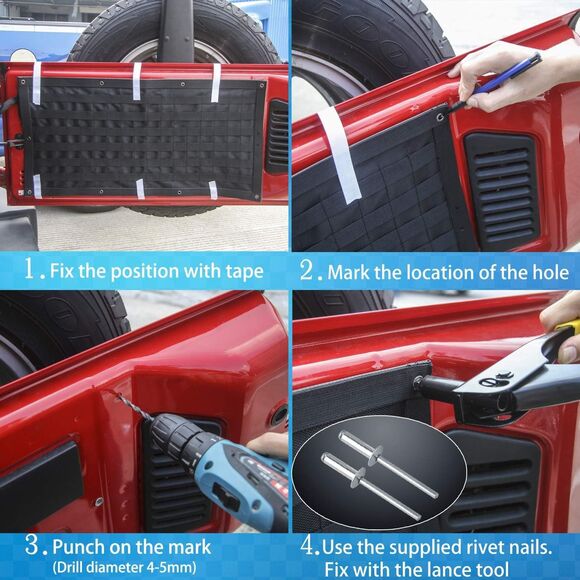 For Jeep Wrangler JK JL 2007+ Tailgate Storage Bag & Tool Kit Organizer Pockets - Picture 3 of 3